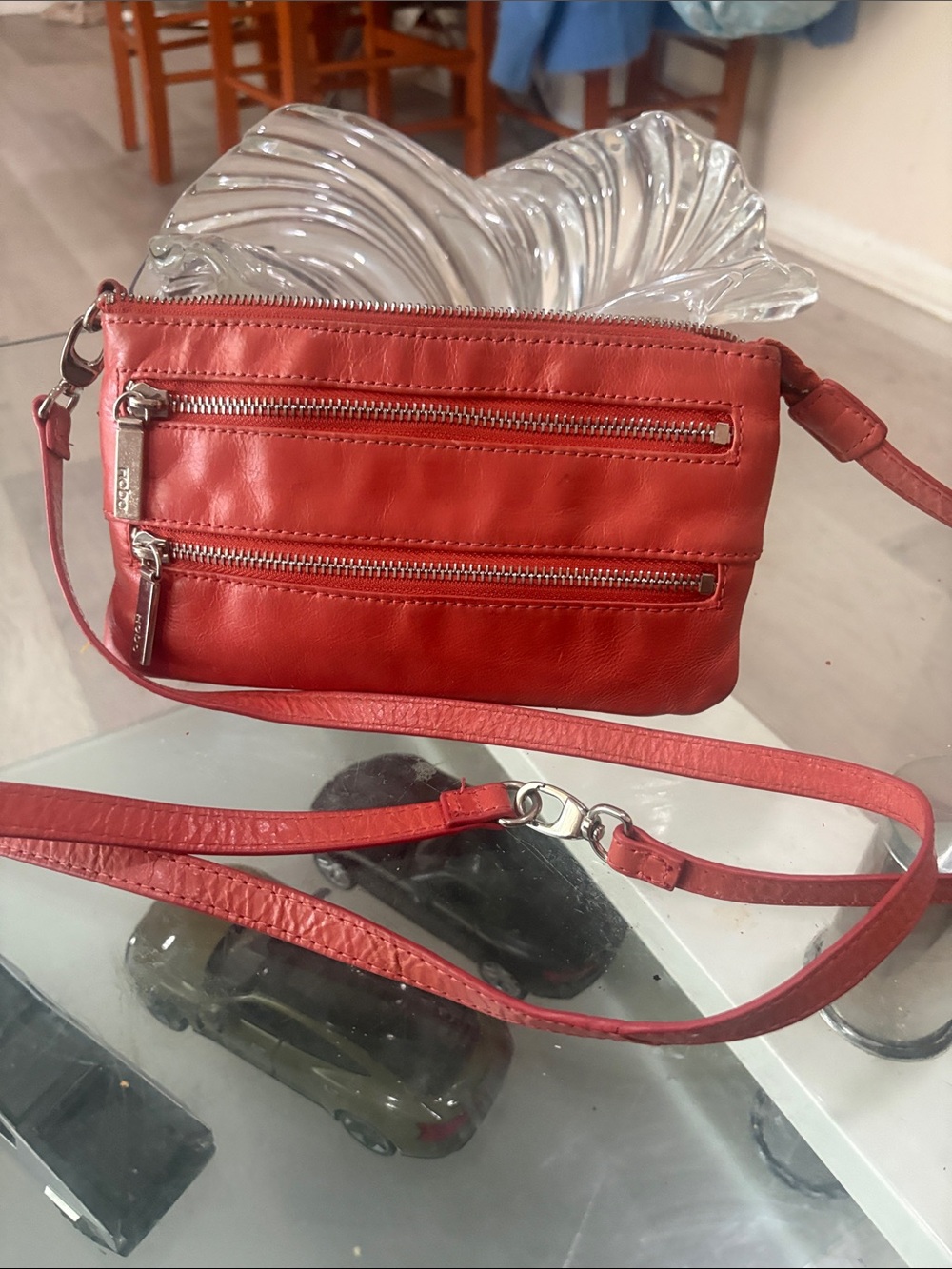 HOBO Red  pink Leather Crossbody bag